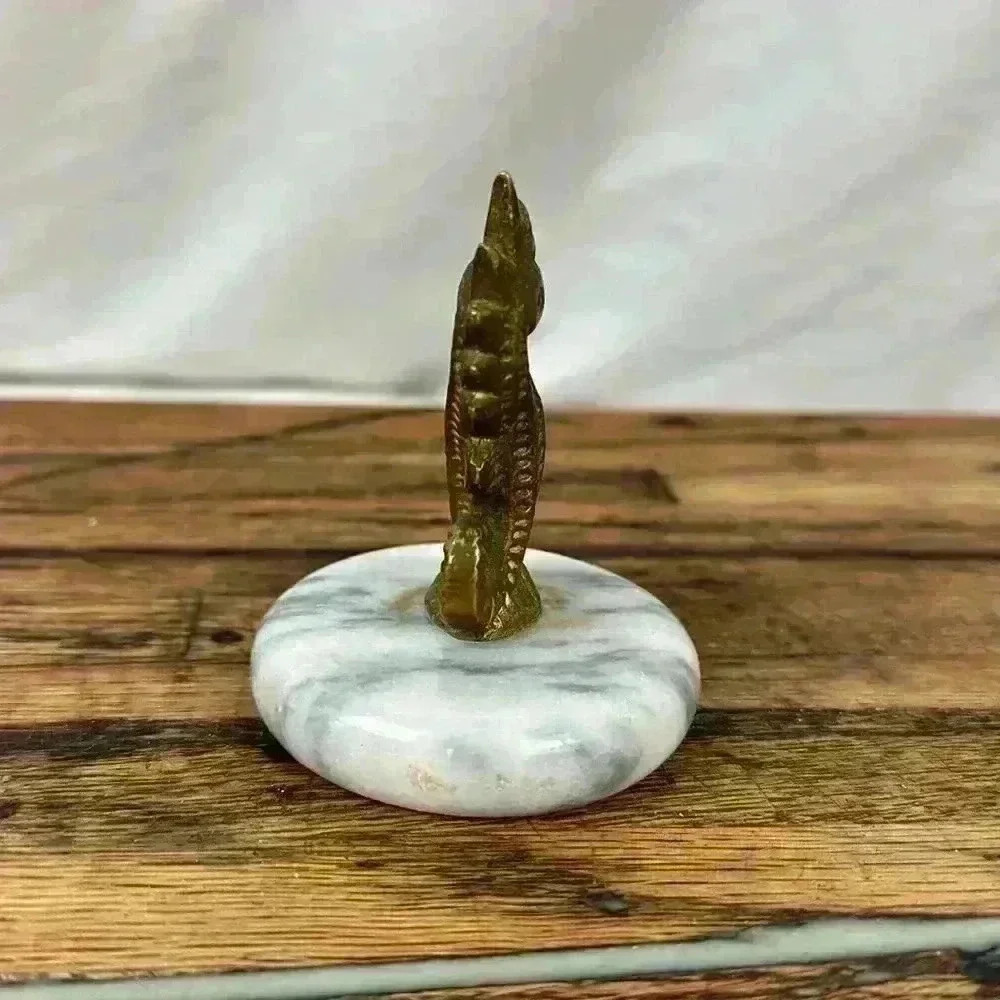 Vintage Brass Seahorse Figurine on Marble Base - Picture 3 of 5